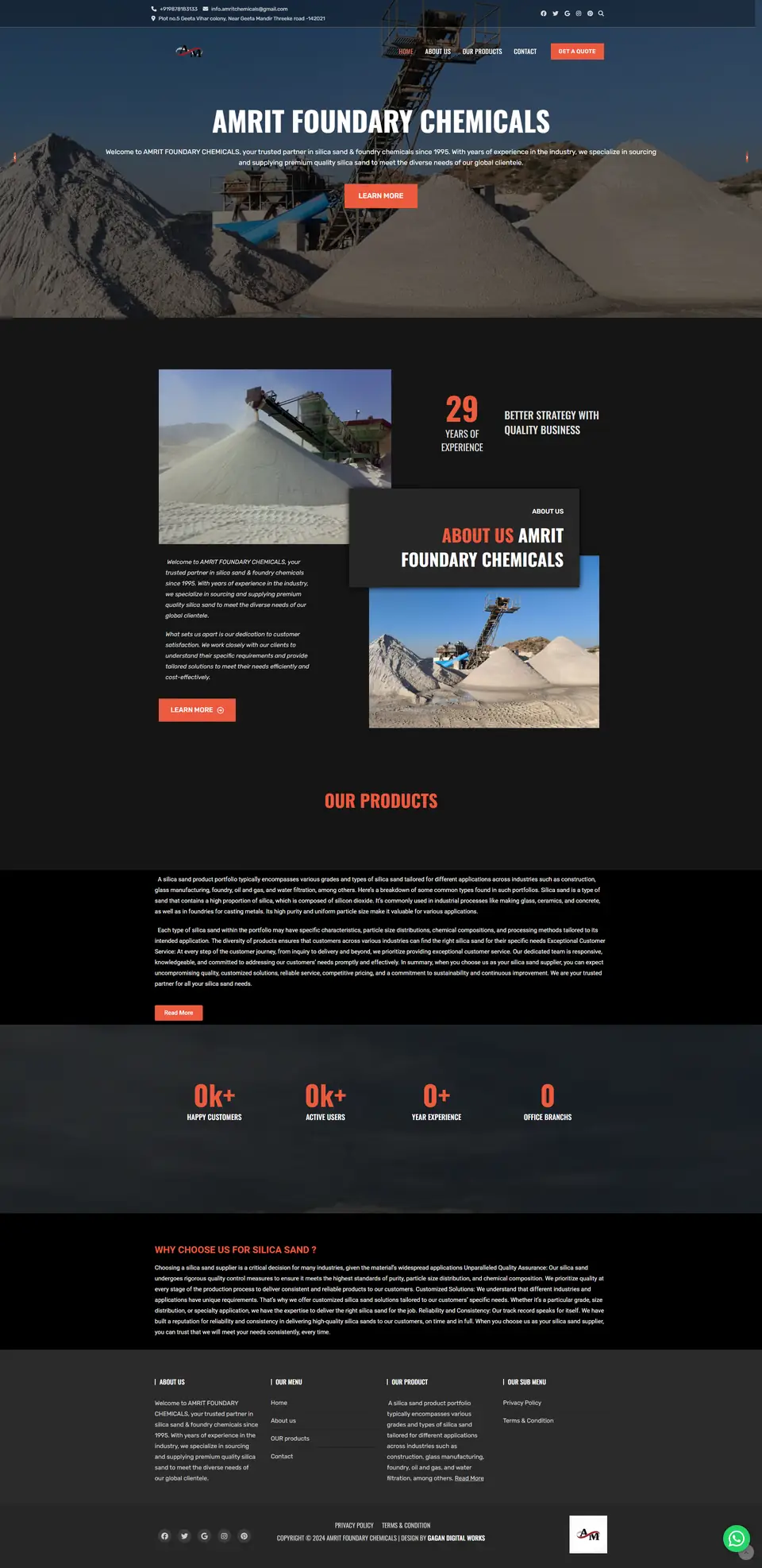 Amrit Foundary Chemicals website designed by Gagan Digital Works, Ludhiana