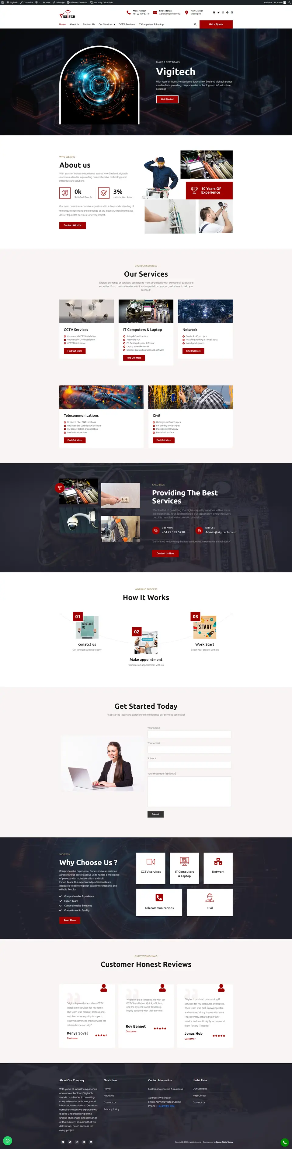Vigitech website designed by Gagan Digital Works, Ludhiana