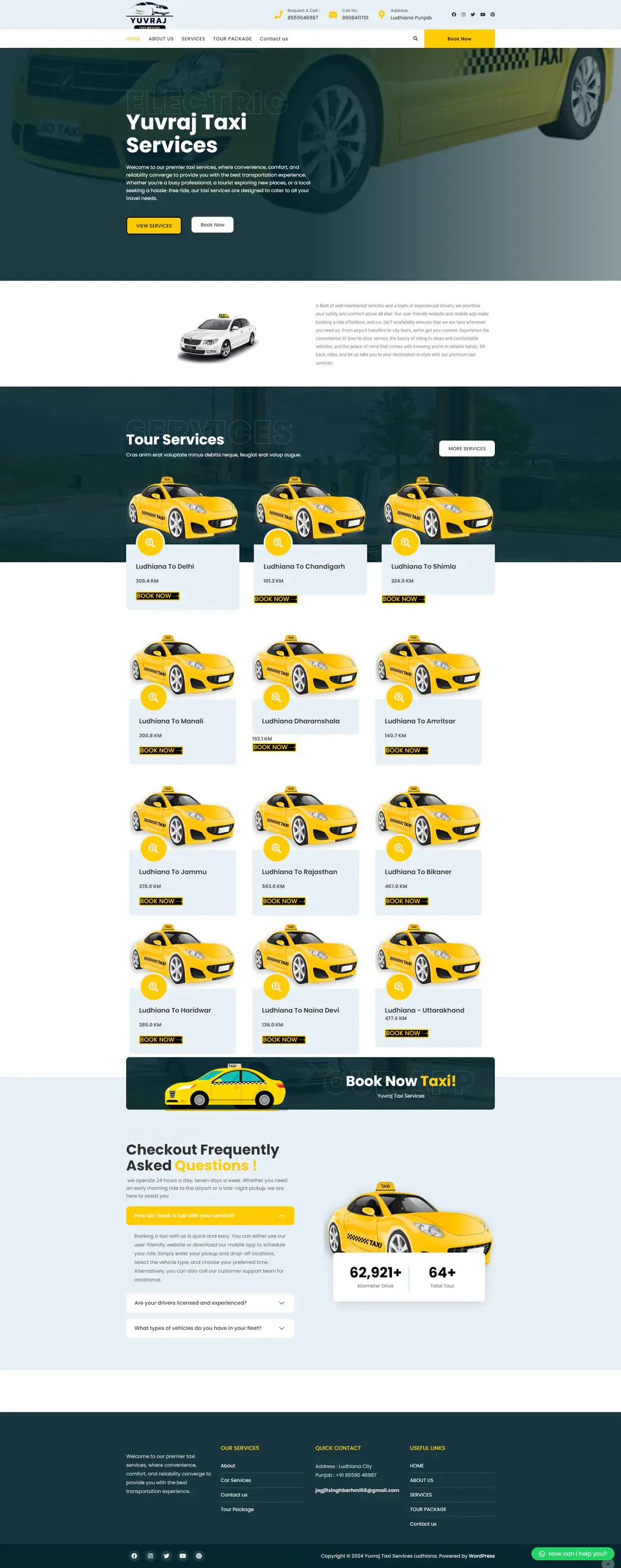Yuvraj Taxi Services website designed by Gagan Digital Works, Ludhiana